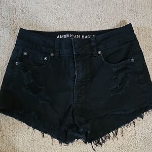 American Eagle Outfitters Black Distressed Women Shorts